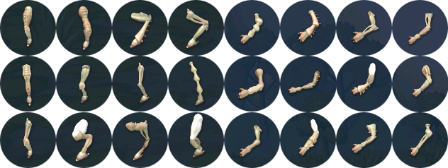 Referência de todos os novos membros de exoesqueleto adicionados no patch.