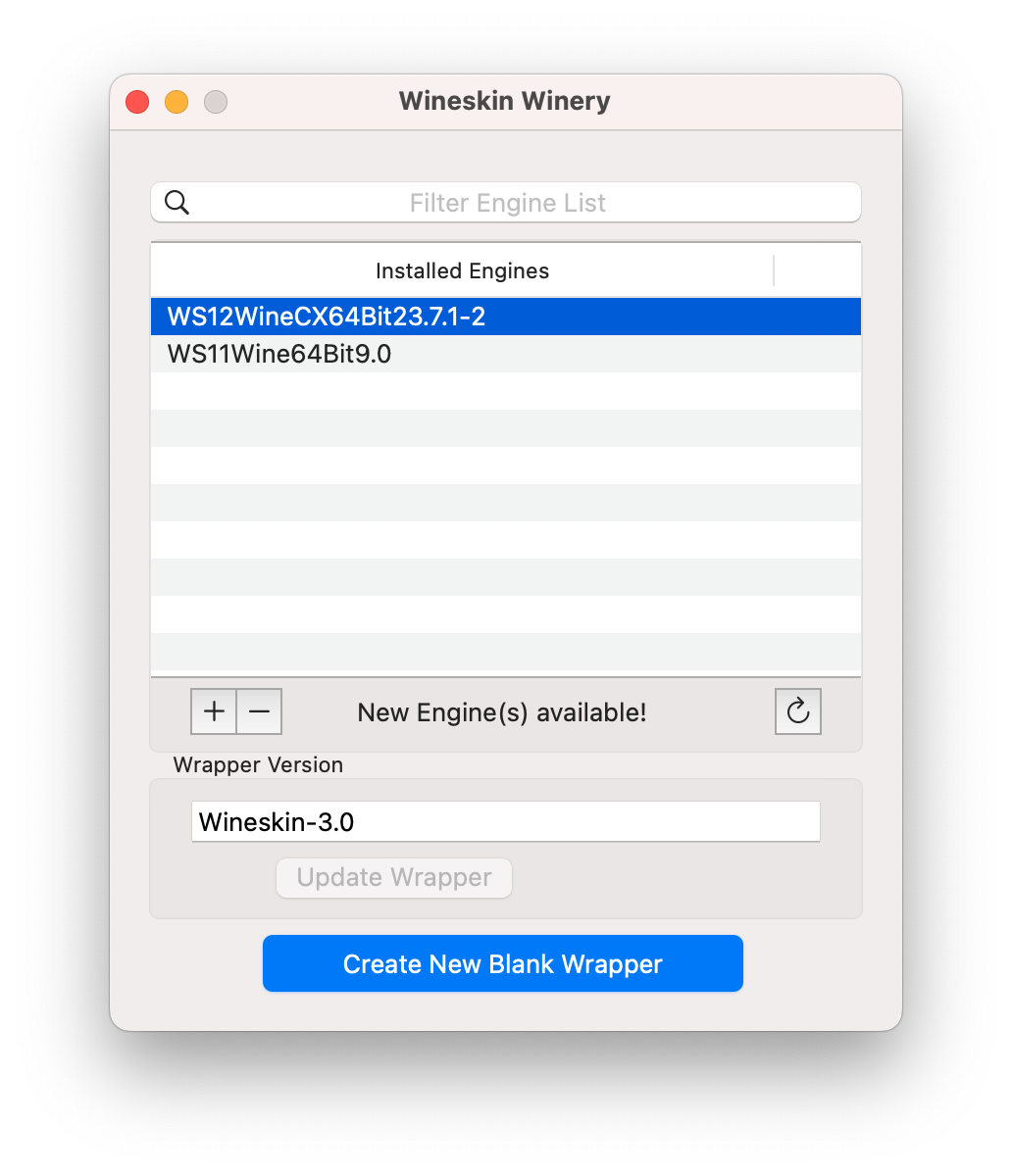 Captura de tela do aplicativo Winery